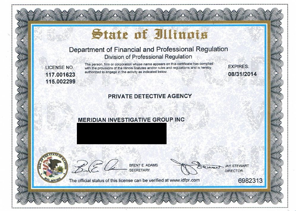 IL License  Meridian Investigative Group, Inc.